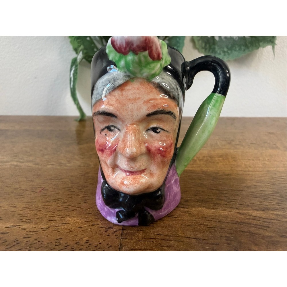 Vintage Artone England Granny Mini Character Jug Old Woman Toby Mug Hand Painted